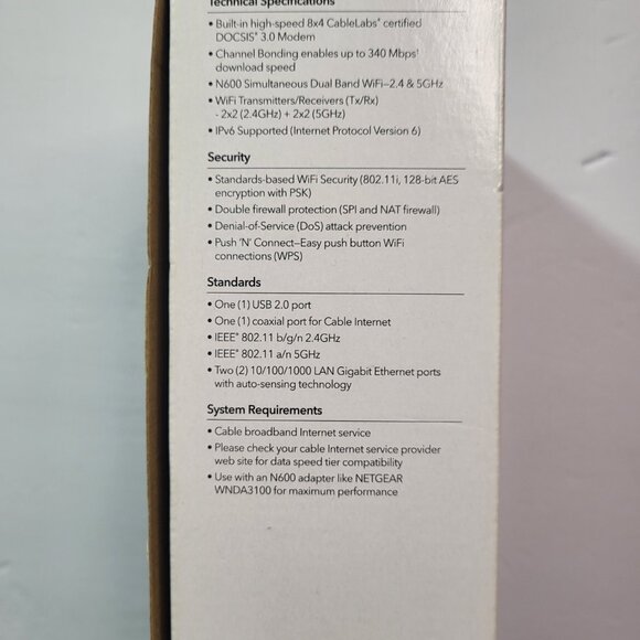 Netgear N600 WiFi Cable Modem Router 802. - Picture 5 of 7